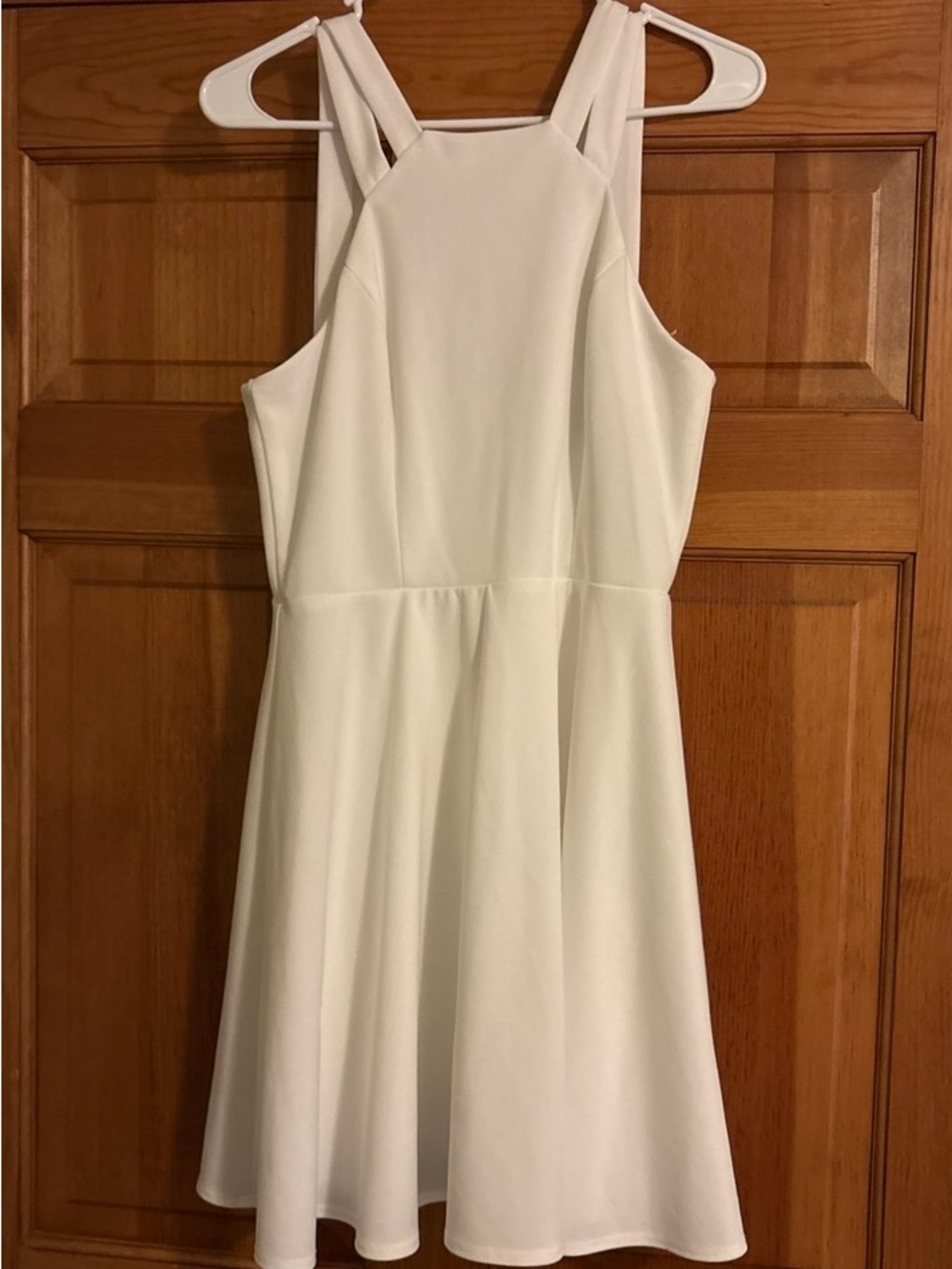 B. Smart Cream/White Sleeveless Fit-and-Flare Mini Dress